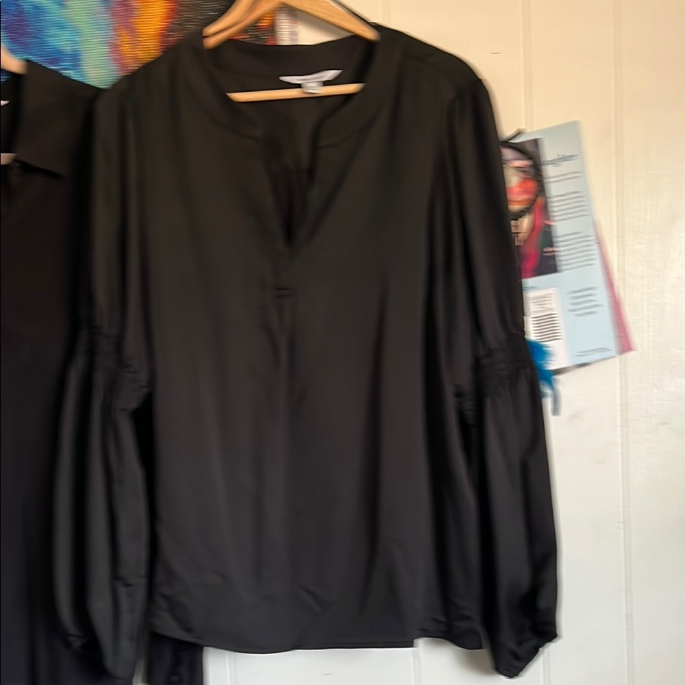 Nine West Black Mandarin Collar Blouse